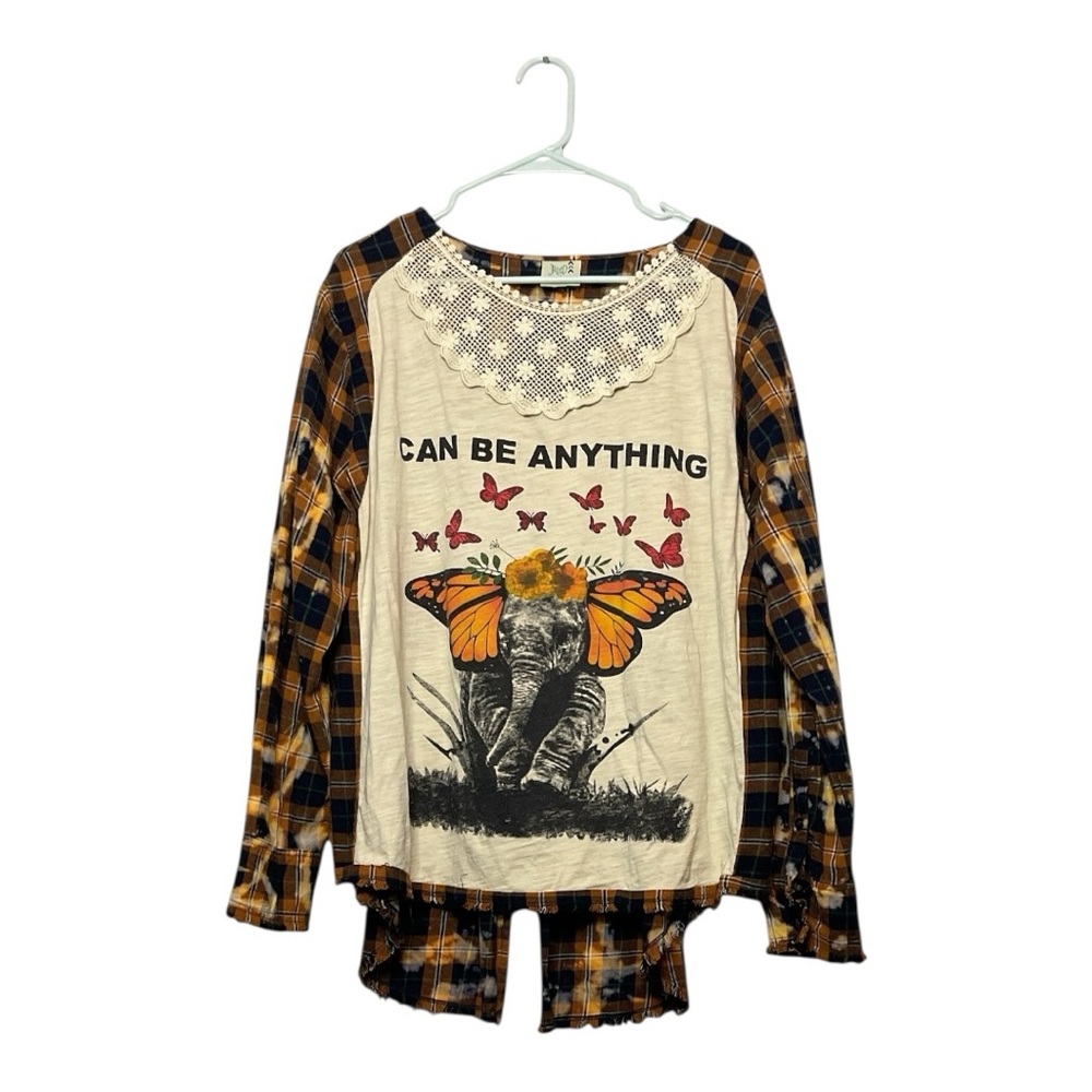 Plaid and Cream Graphic Women's Top